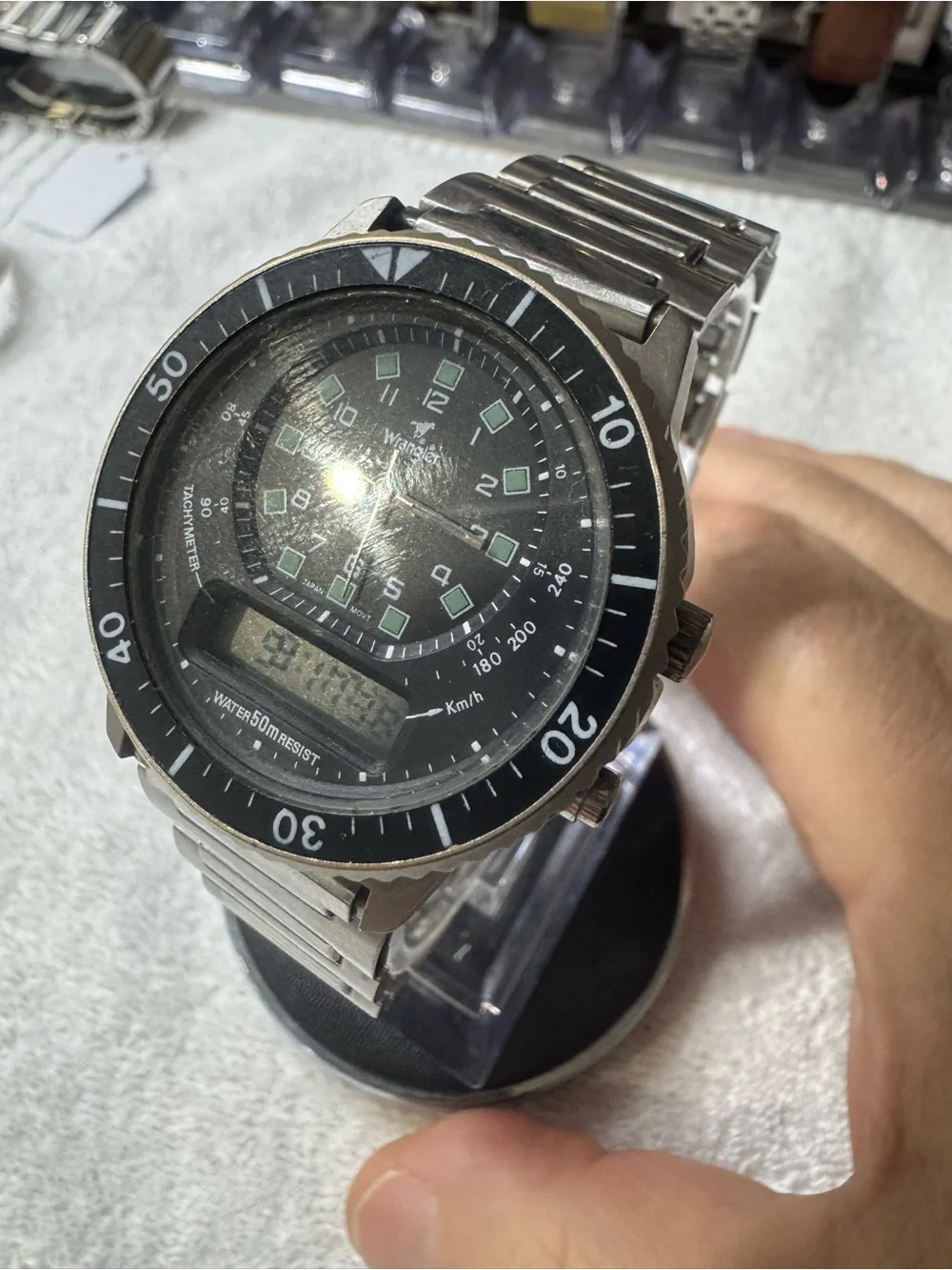 Wrangler Black and Silver Analog-Digital Sport Watch
